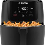 Chefman Digital Air Fryer, Large 5 Qt Family Size, One Touch Digital Control Presets, French Fries, Chicken, Meat, Fish, Nonstick Dishwasher-Safe Parts, Automatic Shutoff, Black
