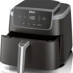 Ninja Air Fryer, Roast, Bake, Air Fry, Roast, Broil, Reheats, & Dehydrates, 4-in-1, Fries, Frozen Food, Veggies, and Juicy Meat, Less Oil, Easy Meals, Healthy Meals, Compact, 4 QT, Grey, AF101